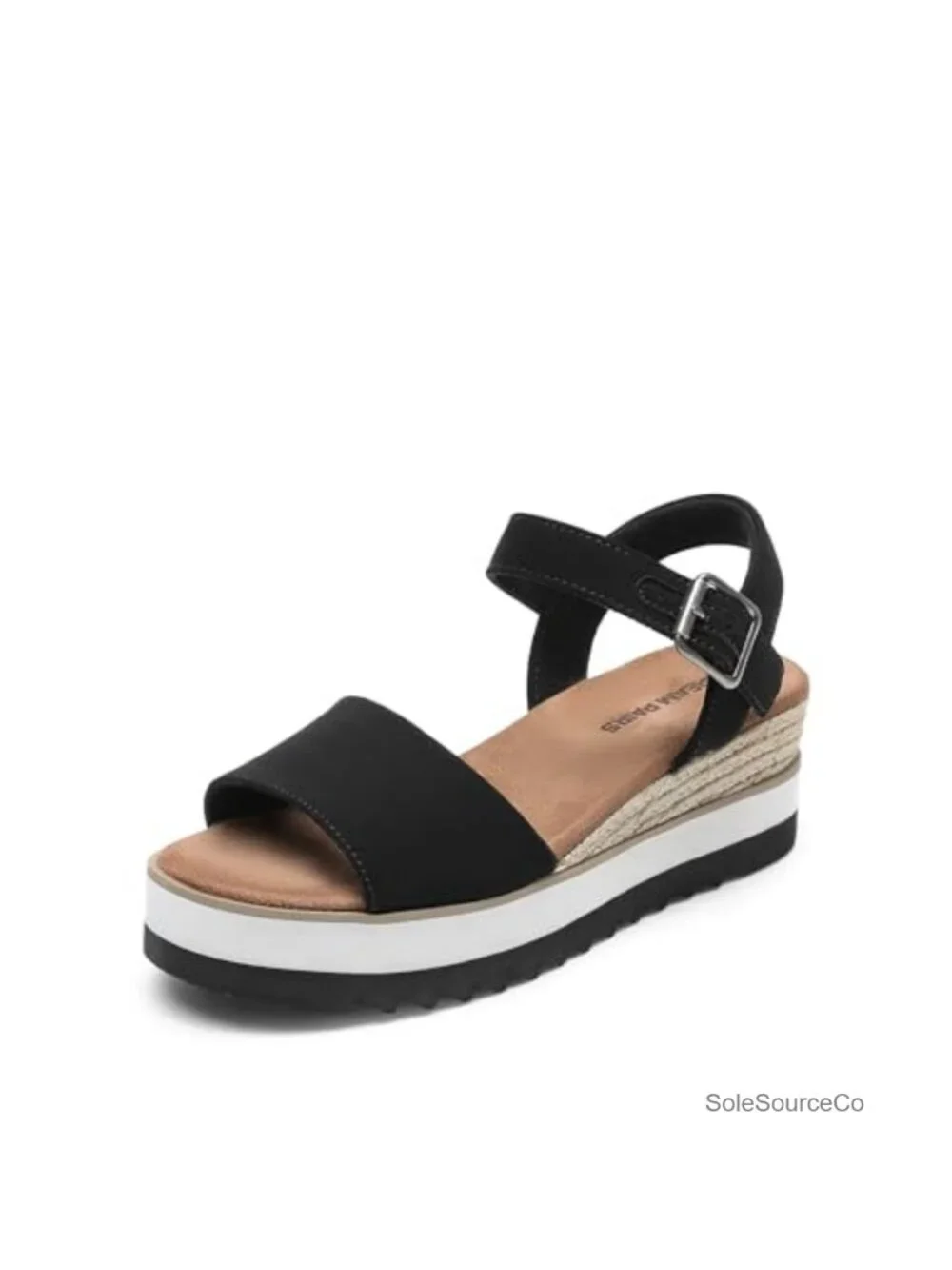 Women Espadrille Wedge Sandals Faux Leather Platform Ankle Strap